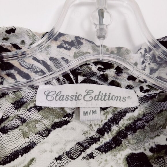 Classic Editions Womens Button Down Sheer Lace Blouse Shirt Leopard - Picture 4 of 5